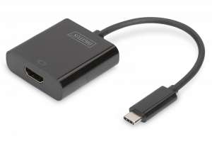 Digitus Adapter graficzny DIGITUS HDMI 4K 30Hz UHD na USB 3.1 Typ C, z audio, czarny, 0,15m