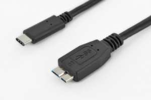 Digitus Kabel połączeniowy USB 3.1 Gen.1 SuperSpeed 5Gbps Typ USB C/microUSB B M/M czarny 1m