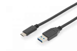 Digitus Kabel połączeniowy USB 3.1 Gen.2 SuperSpeed+ 10Gbps Typ USB C/USB A M/M, Power Delivery czarny 1m