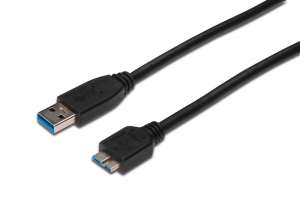 Digitus Kabel połączeniowy USB 3.1 Gen.1 SuperSpeed 5Gbps Typ USB A/microUSB B M/M czarny 1,8m
