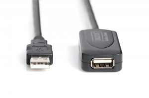 Digitus Kabel przedłużający USB 2.0 HighSpeed Typ USB A/USB A M/Ż aktywny, czarny 25m