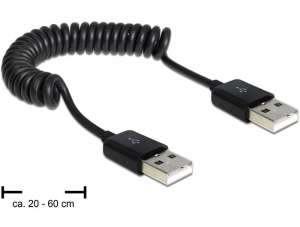 Delock Kabel USB Delock AM-AM USB 2.0 spirala 0.2-0.6m
