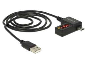 Delock Kabel USB micro-B(M)->A(M) ze wskaźnikiem A/V 1m