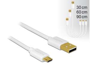 Delock Kabel USB Delock micro AM-MBM5P USB 2.0 0,3m 0,6m 0,9m zestaw biały