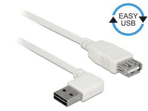 Delock Kabel USB AM-AF 2.0 0.5m biały kątowy lewo/prawo Easy-USB