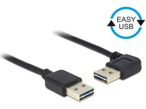 Delock Kabel USB 2.0 Delock A(M) - A(M) 0,5m czarny kątowy lewo/prawo Easy-USB