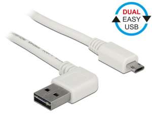 Delock Kabel USB 2.0 Delock A(M) - micro B(M) 0,5m biały kątowy lewo/prawo Easy-USB