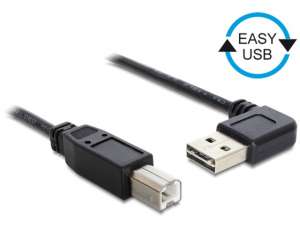 Delock Kabel USB 2.0 Delock A(M) - B(M) 0,5m czarny kątowy lewo/prawo Easy-USB