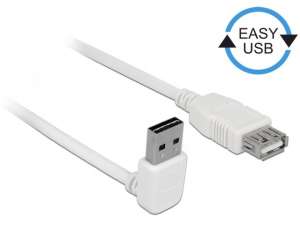 Delock Przedłużacz USB 2.0 Delock A(M) - A(F) 2m biały kątowy góra/dół Easy-USB