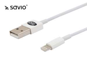 Elmak Kabel ze złączem USB - 8pin, iOS, do telefonów 5,6,7,8,X,Xr,Xs SAVIO CL-64 1m, wielopak 10 szt.