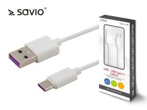Elmak Kabel USB - USB typ C Quick Charge, 5A, 1m SAVIO CL-126