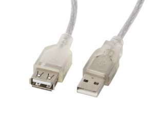 LANBERG Przedłużacz kabla USB 2.0 AM-AF Ferryt 3M przezroczysty