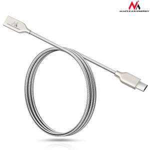 Maclean Kabel USB Type-C metalowy MCE192 - Quick & Fast Charge Srebrny