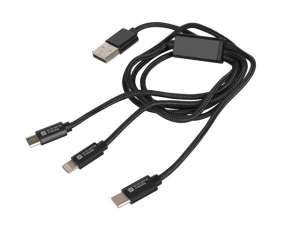 NATEC Kabel Extreme Media micro USB, USB-C, Lightning combo 1m czarny