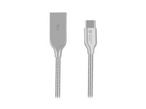 NATEC Kabel USB-C - USB-A M/M 2.0 Extreme Media 1m srebrny metal