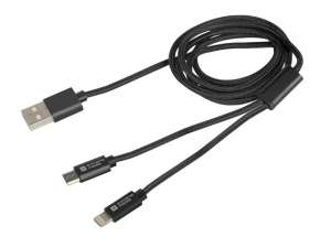 NATEC Kabel micro USB, Lightning - USB-A M/M 1m combo czarny