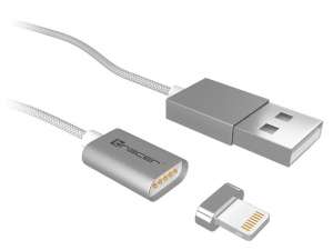 Tracer Kabel magnetyczny USB 2.0 iPhone AM - lightning 1,0m     srebrny