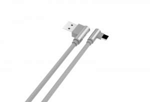 Unitek Kabel USB Typ-C - USB-A 1.0m, M/M, kątowy, srebrny; C14057GY