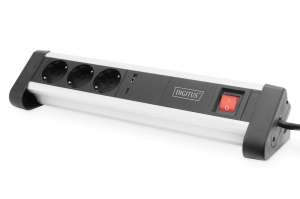 Digitus Listwa zasilająca DIGITUS biurowa 45° 3 gniazdowa 2x USB A/ USB Typ C (20V/3A) Power Delivery aluminiowa HQ