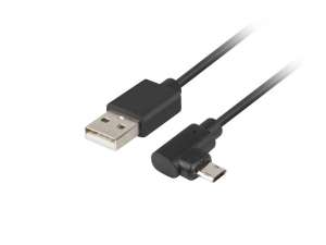 Kabel Micro USB - AM 2.0; 1,8m kątowy lewo/prawo Easy-USB czarny 