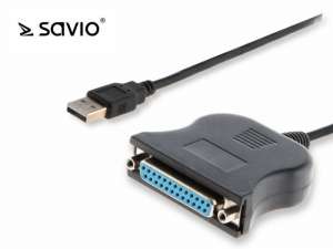 Adapter USB na LPT żeński 25pin SAVIO CL-47 1m