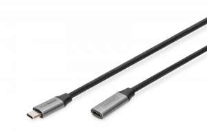 Digitus Kabel przedłużający USB 3.0 60W/5Gbps Typ USB C/USB C M/Ż 0,5m Czarny 