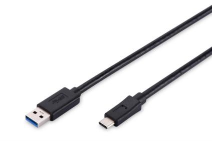 Digitus Kabel połączeniowy USB 3.1 Gen.1 SuperSpeed 5Gbps Typ USB A/USB C M/M 1m Czarny-206020