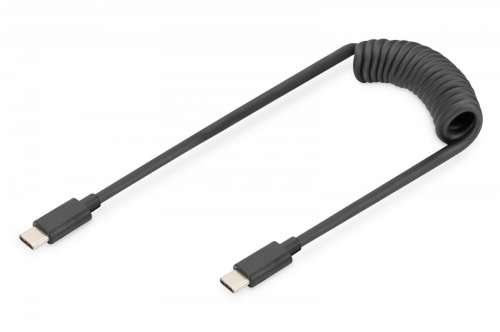 Digitus Kabel spiralny USB C/USB C, USB 2.0, PD 60W, max. 1m Czarny-3004340