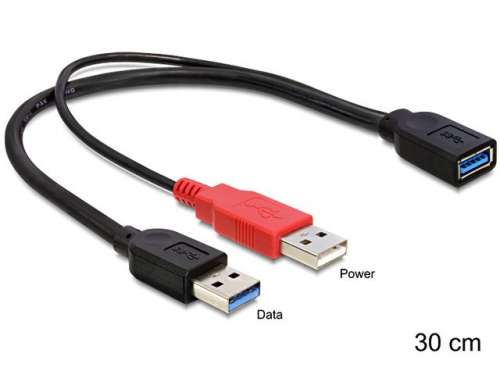 Delock Kabel USB 3.0 AMx2->AF 30cm-191750