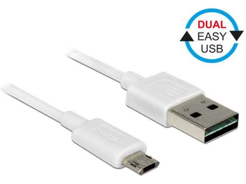 Delock Kabel USB micro AM-BM 2.0 5m Dual Easy-USB Biały-265234