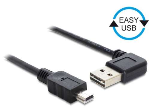 Delock Kabel USB mini AM-BM 2.0 0.5m czarny kątowy lewo/prawo Easy-USB-265252