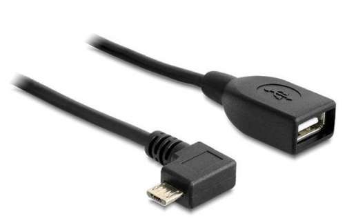 Delock Kabel USB MICRO(M) kątowy prawo->USB-A(F) 2.0 0.5M OTG czarny-384931
