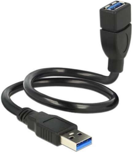Delock Przedłużacz USB-A M/F 3.0 0.35m czarny profilowany-422793