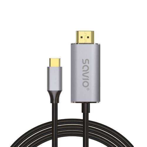 Savio Kabel USB- C v3.1 do HDMI 2.0B, 1m, srebrno-czarny, złote końcówki, CL-170-2474093