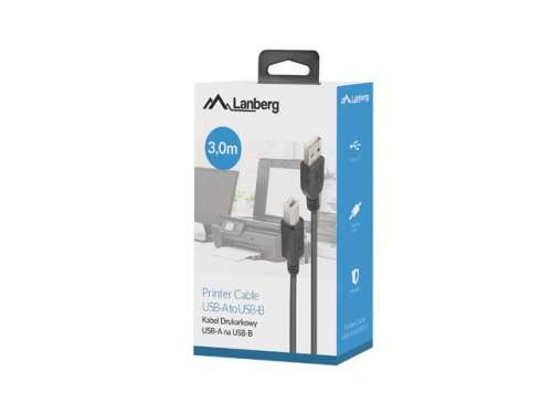 Lanberg Kabel USB-A(M)-USB-B(M) 2.0 CA-USBA-15CU-0030-BK 3m-2000364