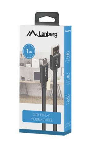 Lanberg Kabel USB-C(M)->USB-A(M) 2.0 1m czarny BOX QC 3.0-2162198