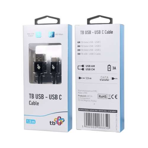 Kabel USB-USB C 1.5m czarny sznurek premium-3239718