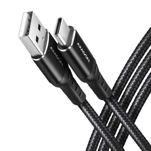 AXAGON BUCM-AM10AB Kabel USB-C  USB-A, 1.0m USB 2.0, 3A, ALU, oplot Czarny-3248804