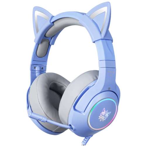 Słuchawki gamingowe Onikuma K9 RGB kocie uszy USB niebieskie-3475515