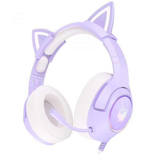 Słuchawki gamingowe Onikuma K9 RGB kocie uszy USB fioletowe-3475520