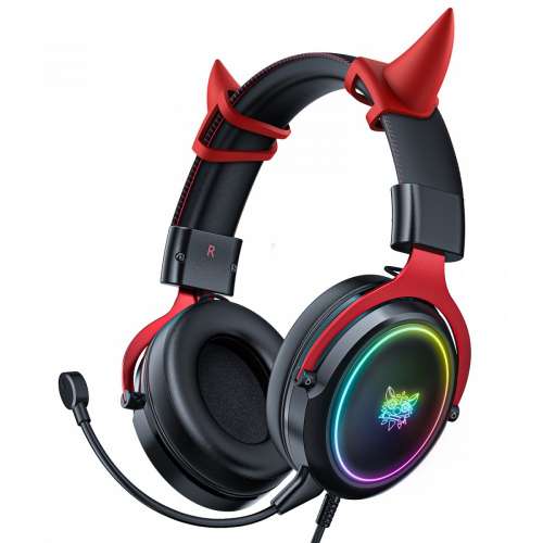 Słuchawki gamingowe Onikuma X10 demonie różki USB czarno-czerwone-3475530