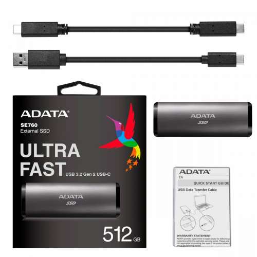 Dysk zewnętrzny SSD SE760 512G USB3.2-A/C Tytanowy-3637011