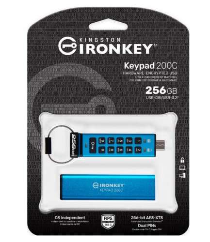 Pendrive 256GB IronKey Keypad 200 FIPS140-3 Lvl3 AES-256 -3738614