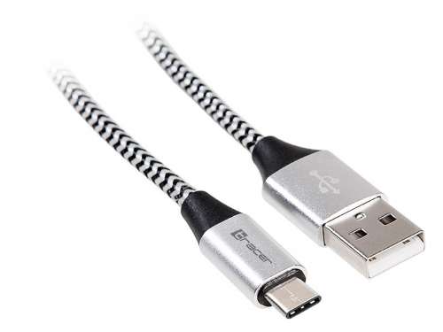 Tracer Kabel USB 2.0 Type-C A męski - C męski 1,0m czarno-srebrny-4311682