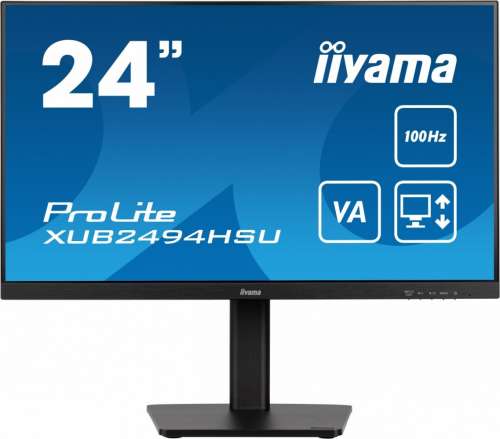 IIYAMA Monitor 23.8 cala XUB2494HSU-B6 VA,FHD,HDMI,DP,100Hz,2xUSB,HAS(150mm)-4175937