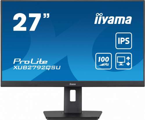 IIYAMA Monitor ProLite XUB2792QSU-B6 27 cali IPS,QHD,HAS(150mm),100Hz,4xUSB3.2,SLIM-4176003