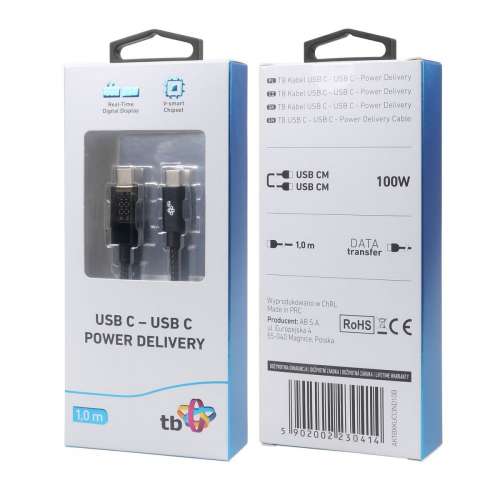 Kabel USB C - USB C 1m ze wskaźnikiem mocy ładowania (100 W)-4416970