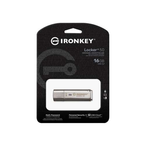 Kingston Pendrive IronKey Locker Plus 50 AES Encrypted USBtoCloud 16 GB-2459687
