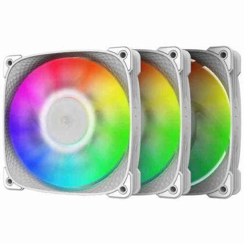 Geometric Future Squama 2505B Wentylatory RGB, 3 Pack - 120 mm, biały