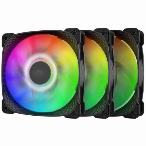 Geometric Future Squama 2505B Wentylatory RGB, 3 Pack - 120 mm, czarny